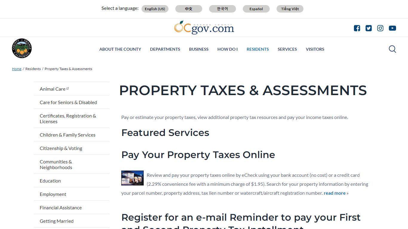 Property Taxes & Assessments | Orange County - Orange County, California